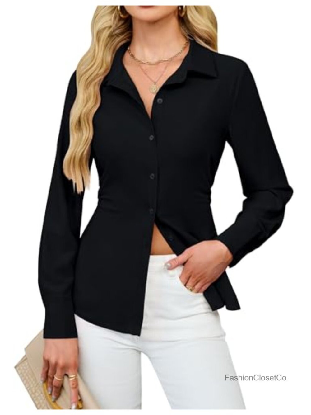 Women's Long Sleeve Peplum Blouse Work Shirt